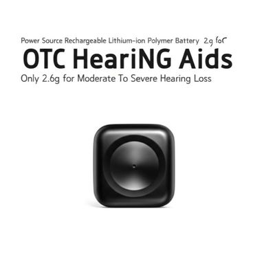 مصدر الطاقة بطارية ليثيوم أيون بوليمر قابلة لإعادة الشحن، أجهزة السمع التي تصرف بدون وصفة طبية فقط، 2.6 جرام لضعف السمع المتوسط إلى الشديد