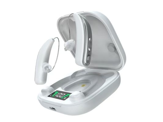 سماعات أذن قابلة لإعادة الشحن بدون وصفة طبية مع مدة استعداد لمدة أسبوع واحد مع تعقيم بالأشعة فوق البنفسجية